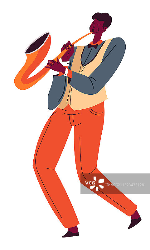 演奏爵士或布鲁斯音乐的萨克斯演奏者图片素材