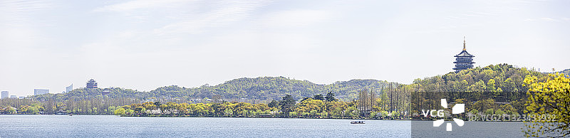 杭州西湖春天全景图片素材