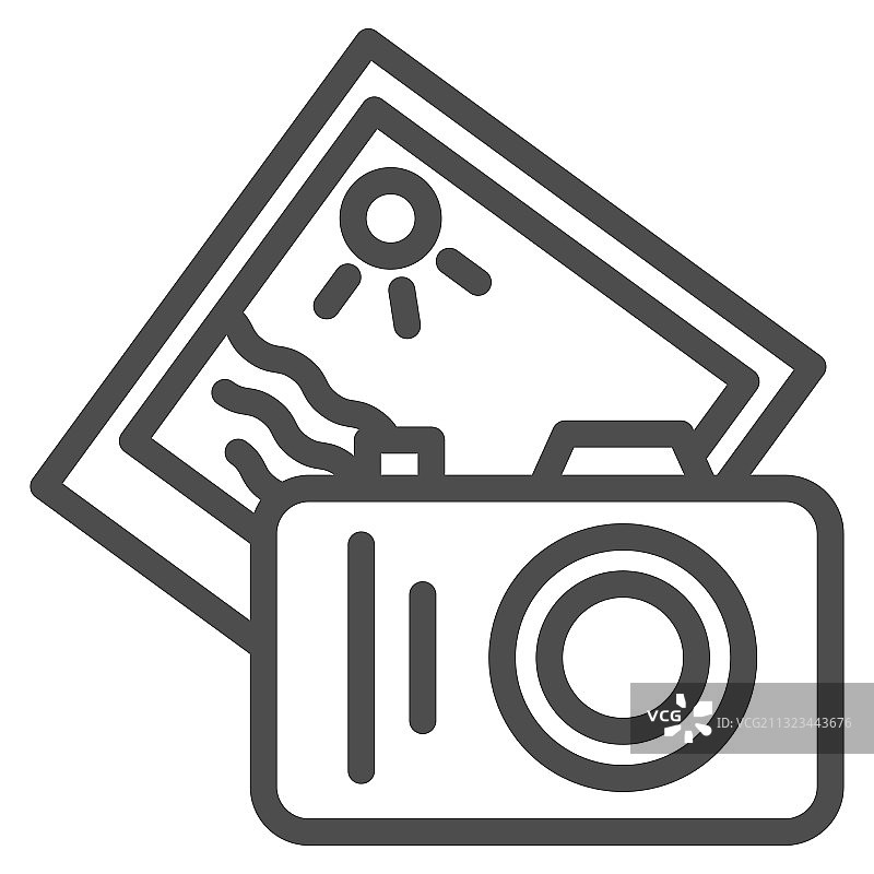 相机与夏季照片线性图标之海上巡游图片素材