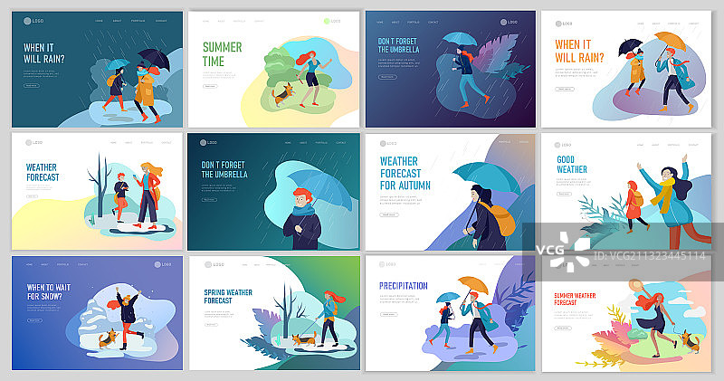 不同天气条件下的人物角色图片素材