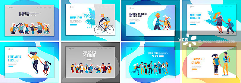 返校扁平风落地页模板图片素材