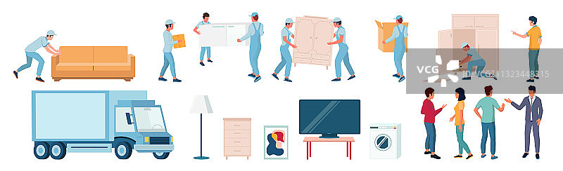 搬家和重新安置平面素材图片素材