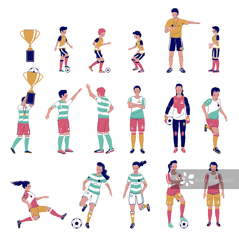 足球运动员扁平风格图片素材