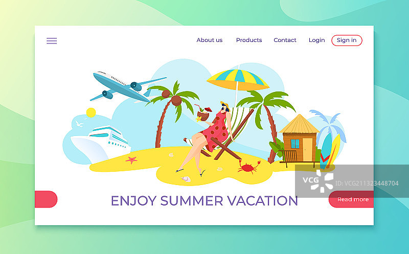 海滩度假横幅：女人图片素材