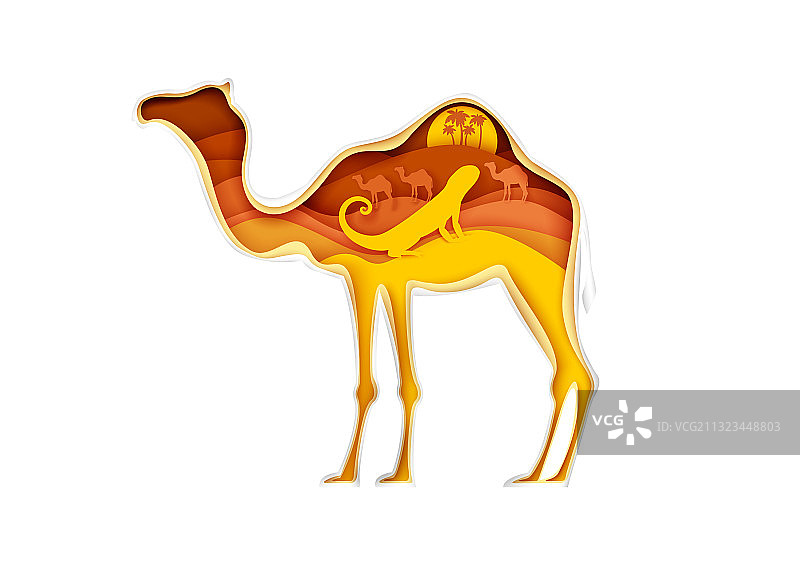 撒哈拉沙漠景观骆驼剪影图片素材