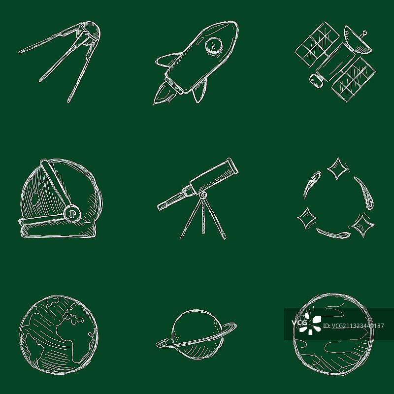 粉笔手绘太空图标图片素材