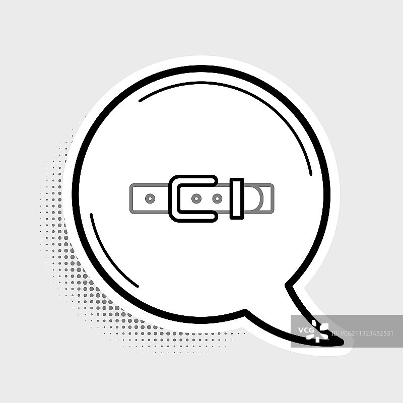 带纽扣钢制带扣的皮革腰带线性图标图片素材