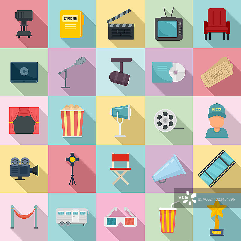 舞台导演图标扁平样式图片素材