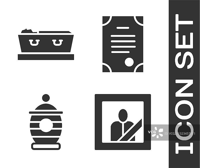 带有死者的哀悼相框棺材图案图片素材