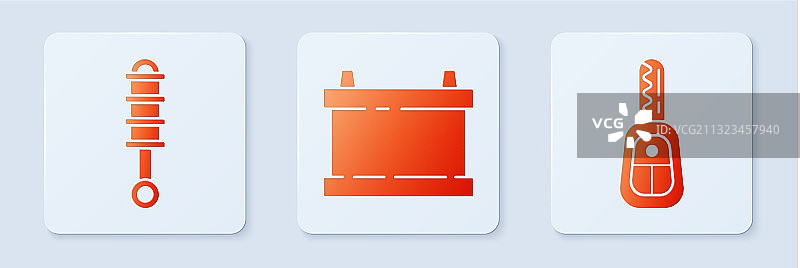 汽车电瓶减震器和车钥匙套装图片素材