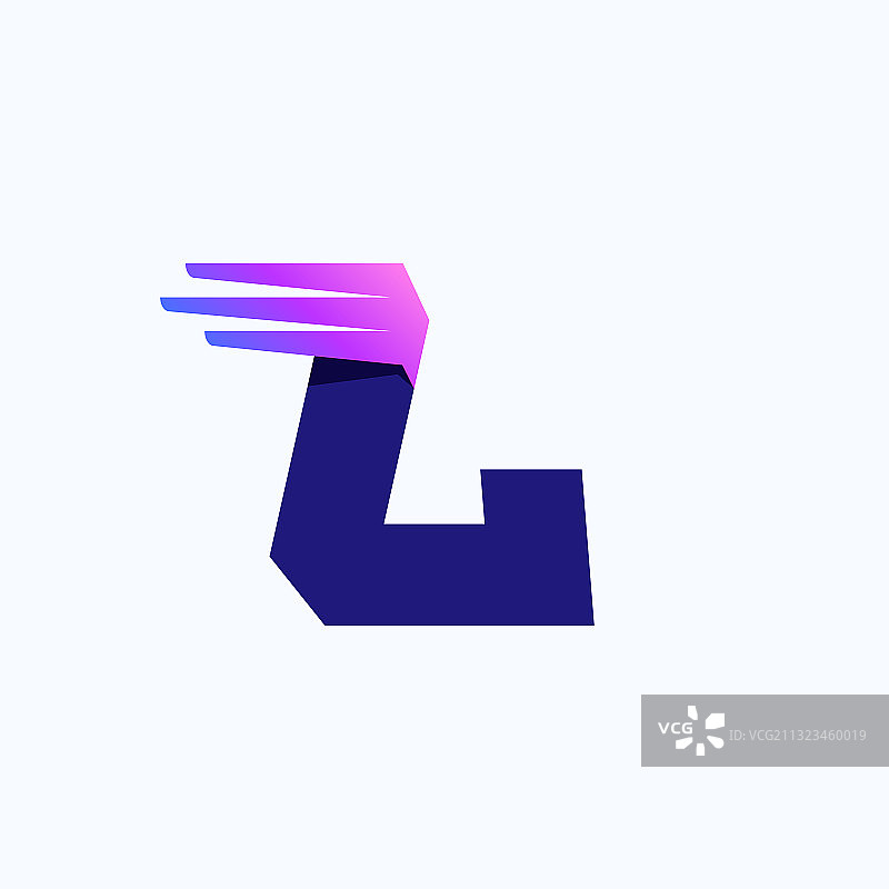 字母L快速线条翅膀标志图片素材