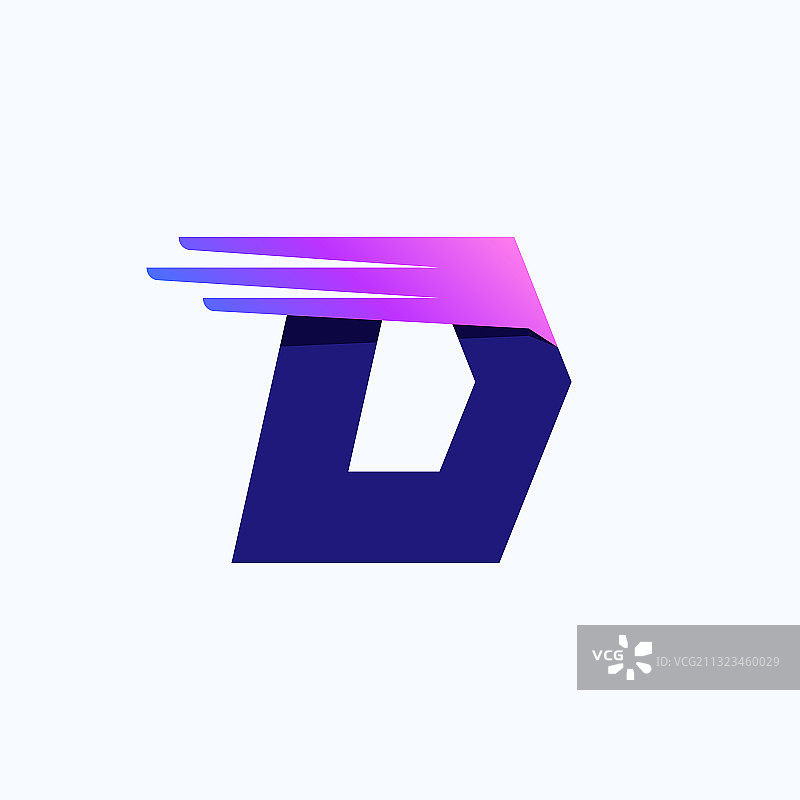 带快速线条或翅膀的字母D标志图片素材