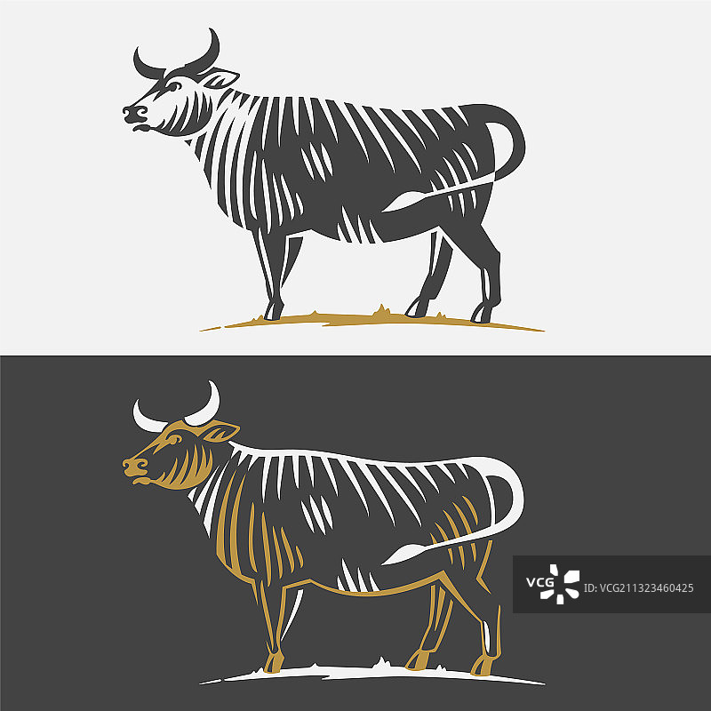 黑色安格斯公牛轮廓标志图片素材