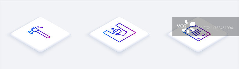 2.5D棺材墓地锤子线条图标图片素材