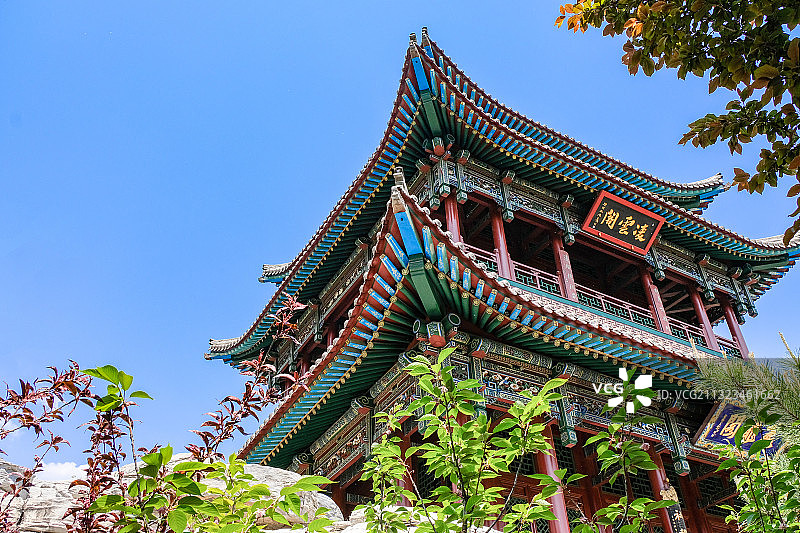 晋祠凌云阁飞龙阁 晋祠铭碑 太原图片素材