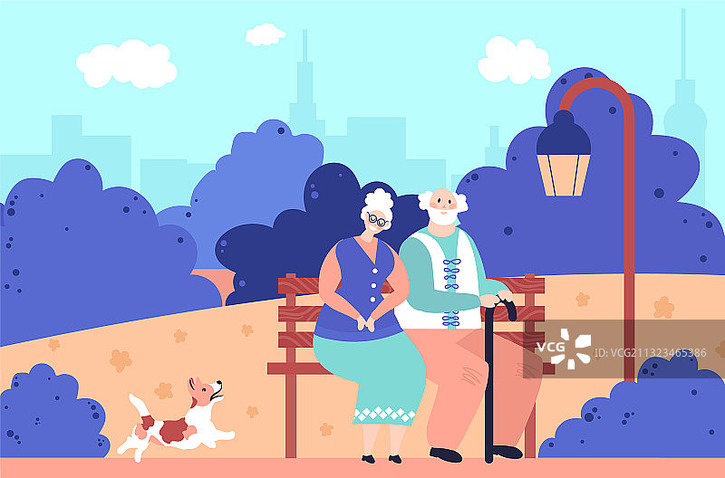 公园里浪漫的年长者图片素材