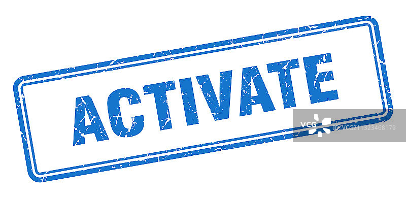 白色背景上的方形激活图章Grunge标志图片素材