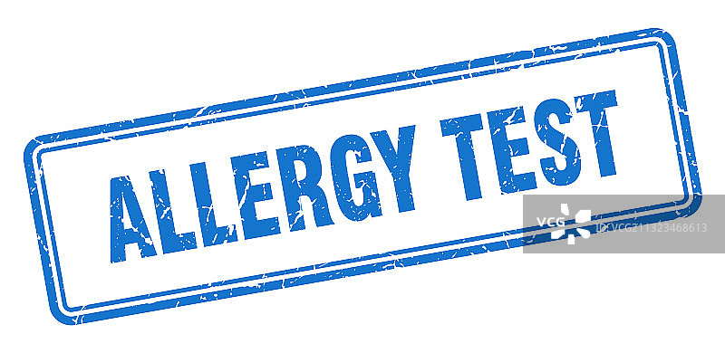 白色背景上的过敏测试方形Grunge印章图片素材