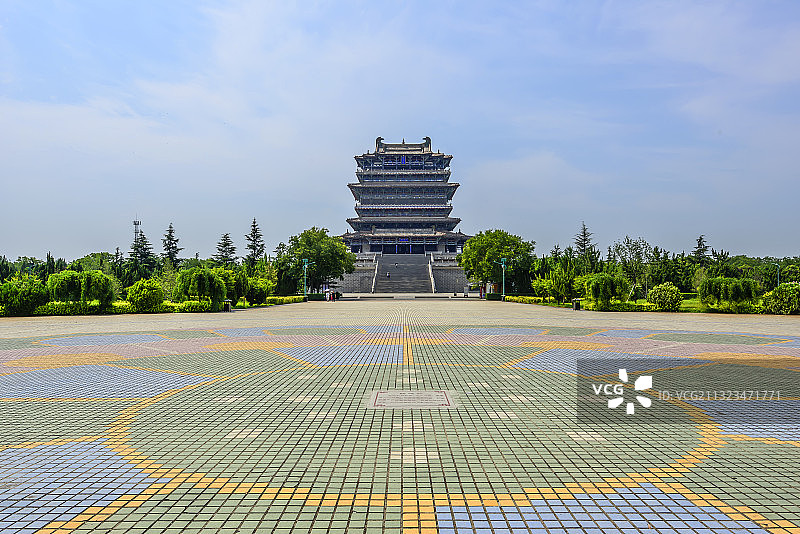 中国四大历史文化名楼，山西鹳雀楼景区。图片素材