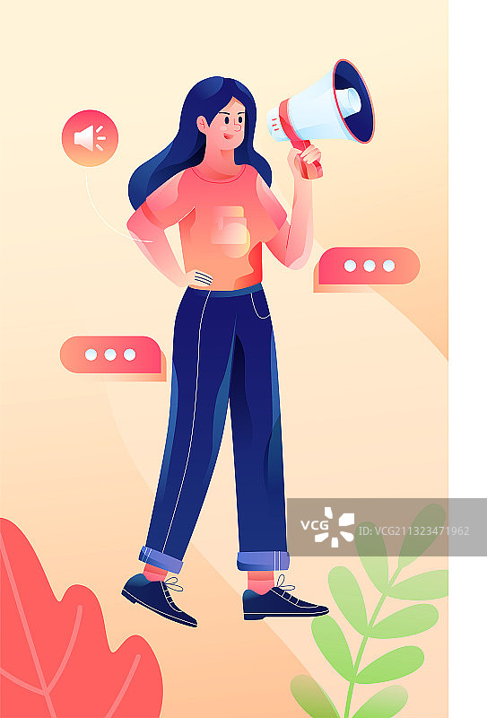 人物广告喊话矢量插画图片素材
