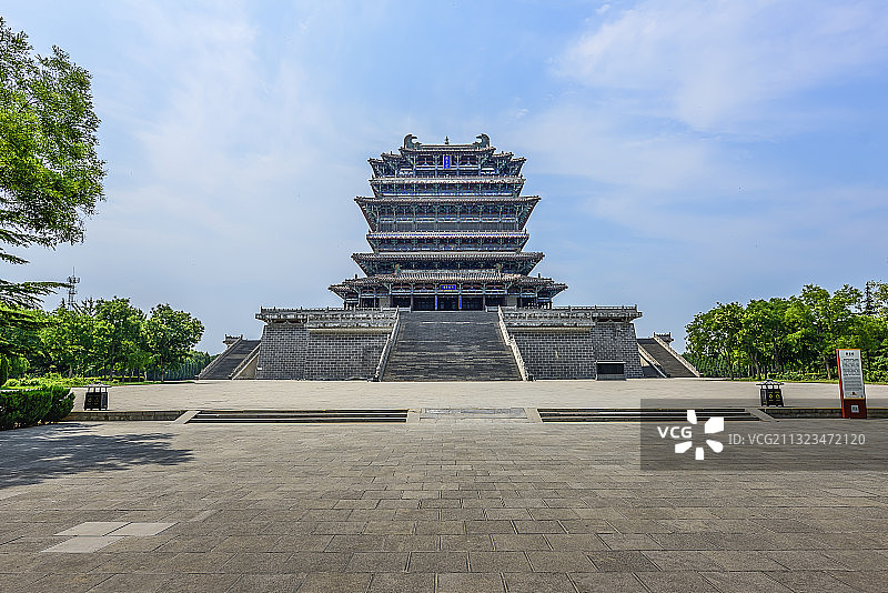 中国四大历史文化名楼，山西鹳雀楼景区。图片素材