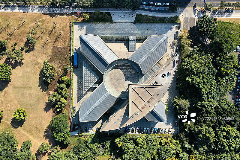 深圳市福田区中心城CBD市民中心关山月美术馆航拍图片素材