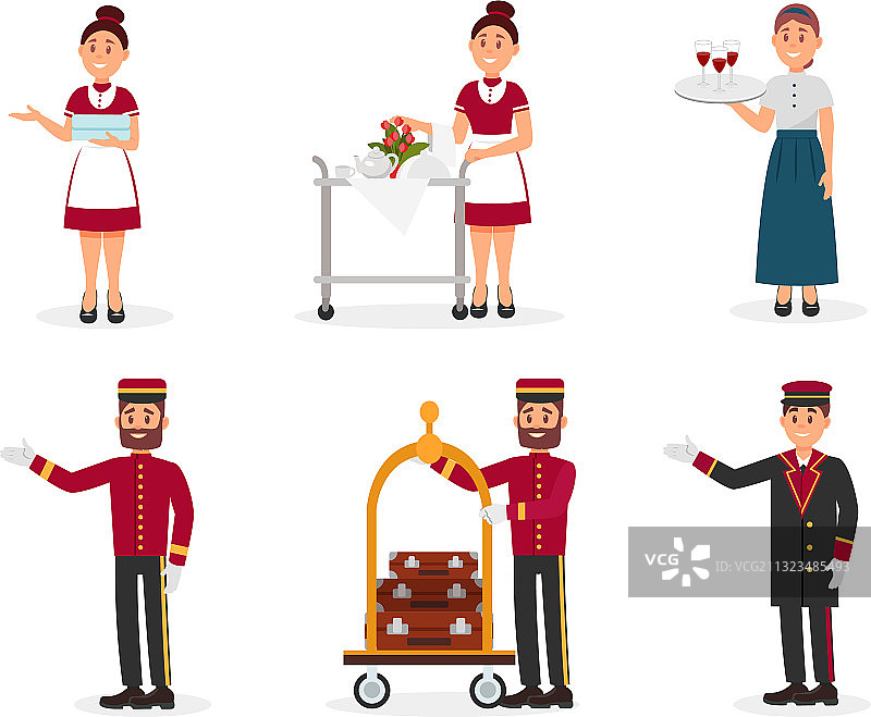 酒店员工：门卫和客房服务员图片素材