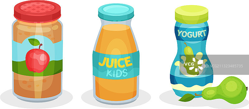 罐装果汁牛奶酸奶组合图片素材