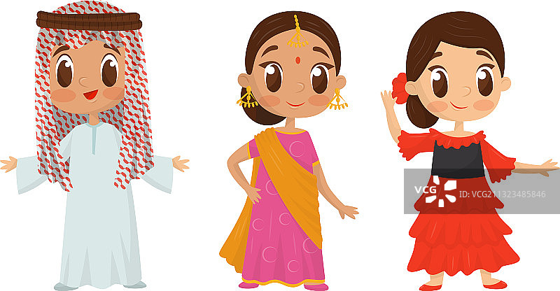 微笑的男孩和女孩穿着戏服图片素材