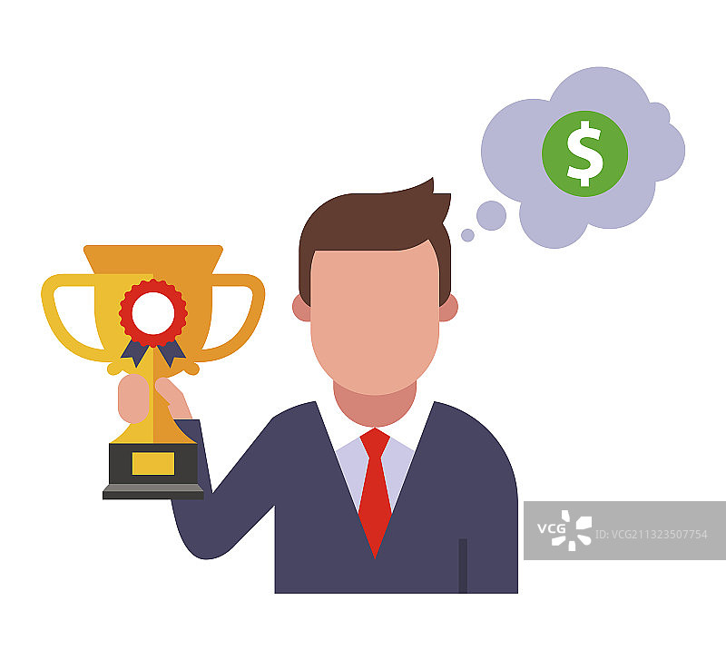 手拿奖杯的男人图片素材