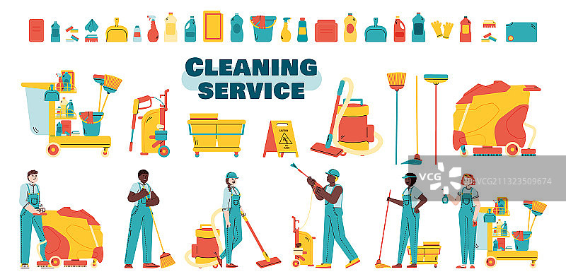 清洁服务人员及设备图片素材