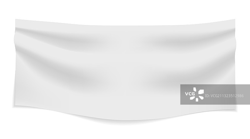 带有褶皱的白色纺织横幅，织物为空白图片素材