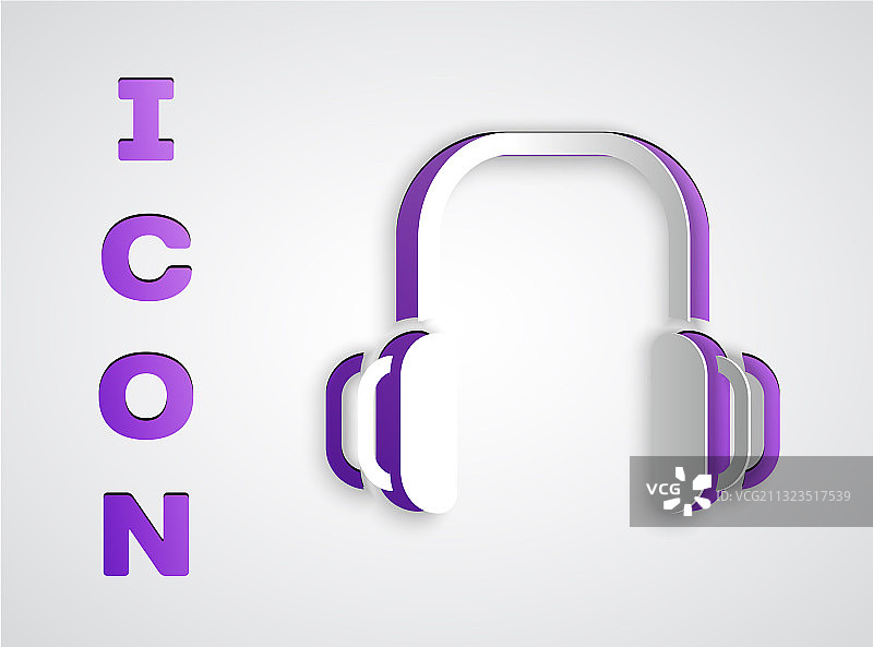 剪纸冬季耳机灰色背景图标图片素材