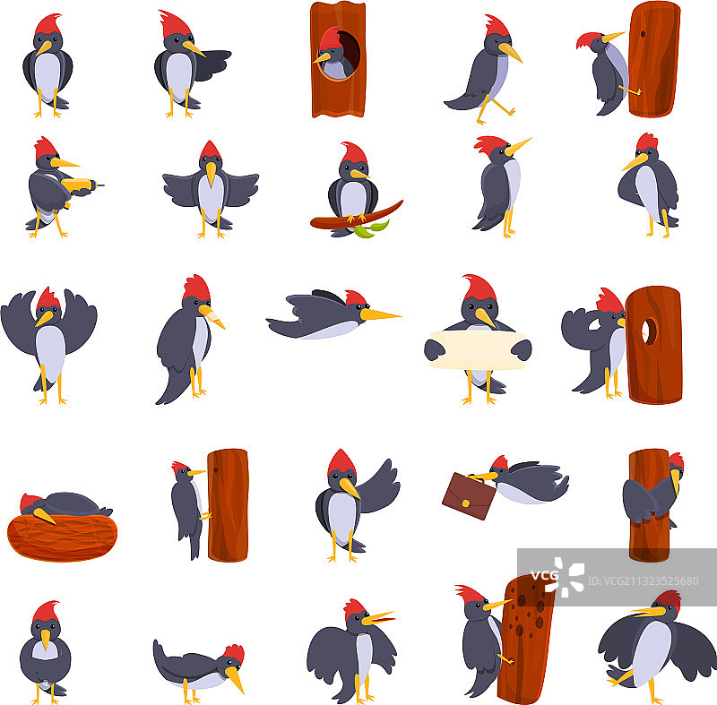 啄木鸟图标卡通风格图片素材