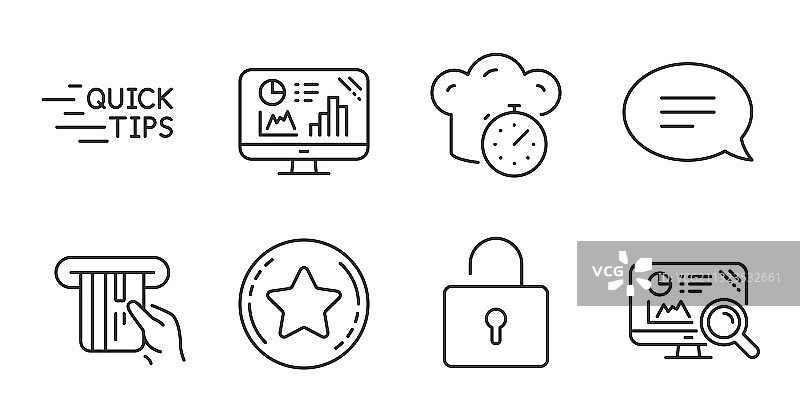 信用卡聊天和SEO分析图标集图片素材