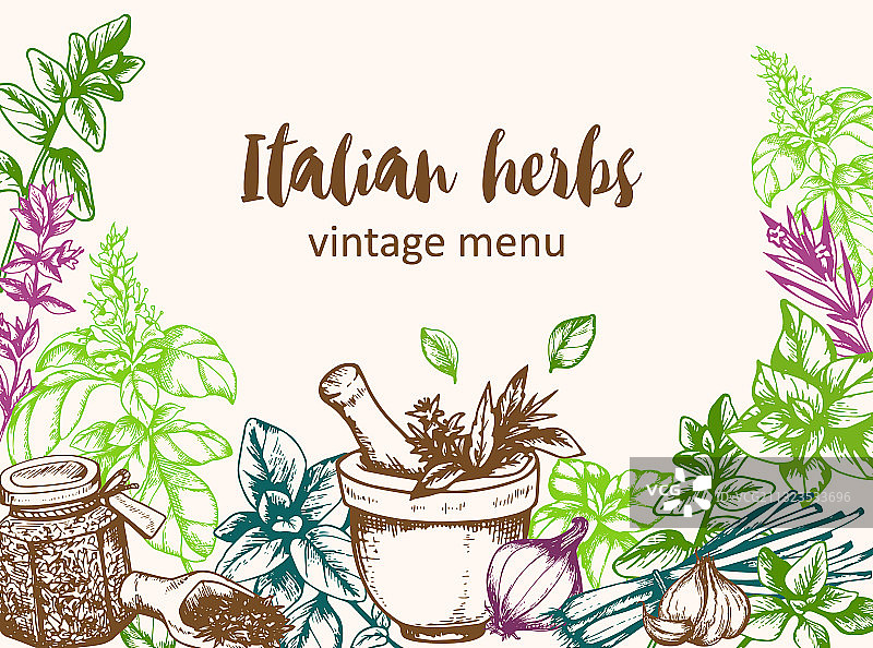 草药和香料复古背景图片素材