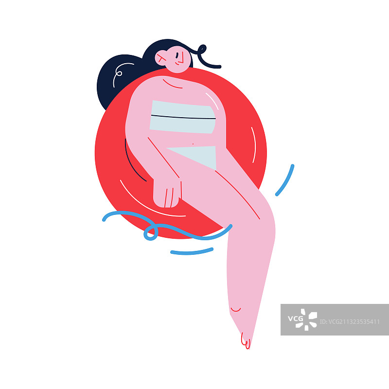 穿着泳衣放松漂浮的微笑女人图片素材