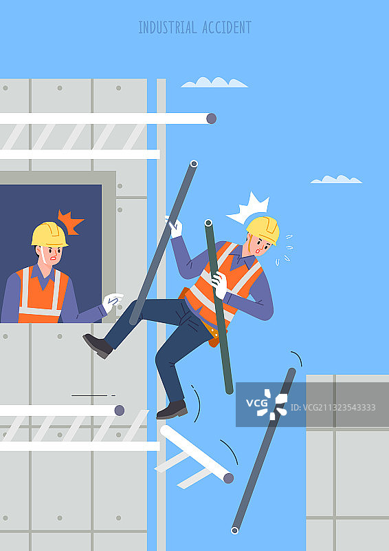 建筑工地工业事故安全帽坠落扶手图片素材