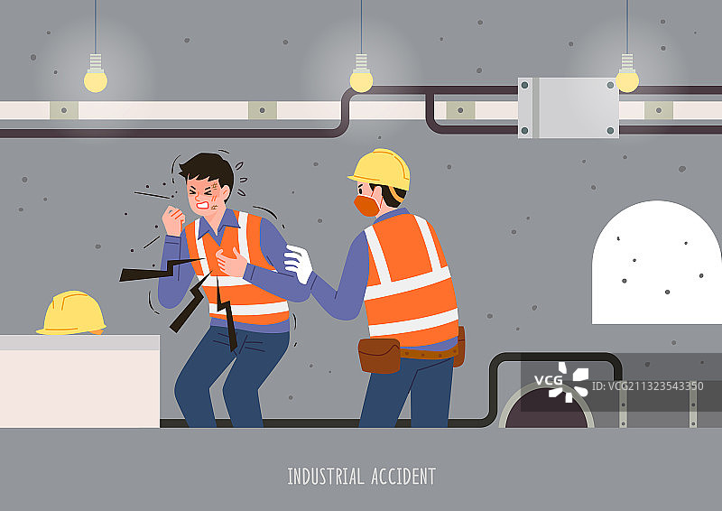 建筑工地安全事故：安全帽与通风设备图片素材