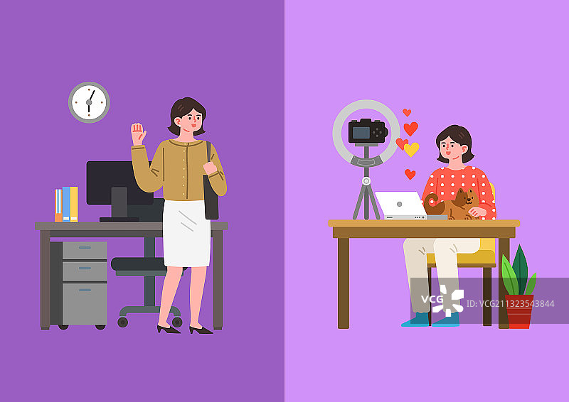 人物，兼职，双重职业，职业，生活方式，白领，媒体，伴侣动物图片素材