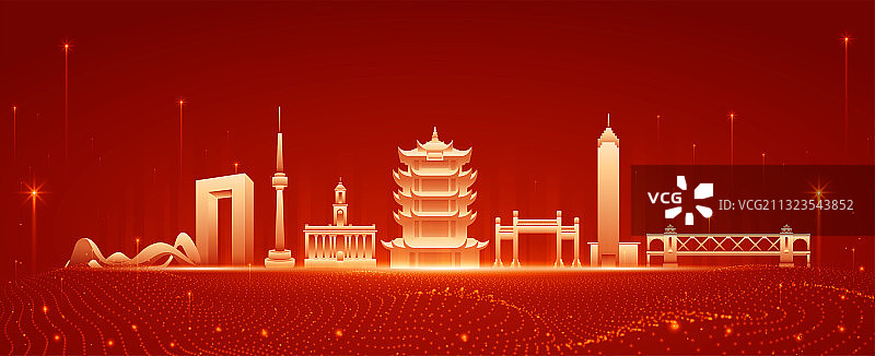 武汉建筑插画抽象矢量图片素材