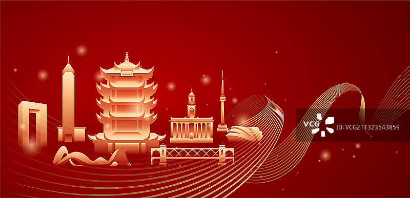 武汉建筑插画抽象矢量图片素材