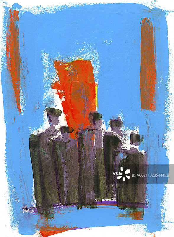 一群身穿黑色服装的人的插画图片素材