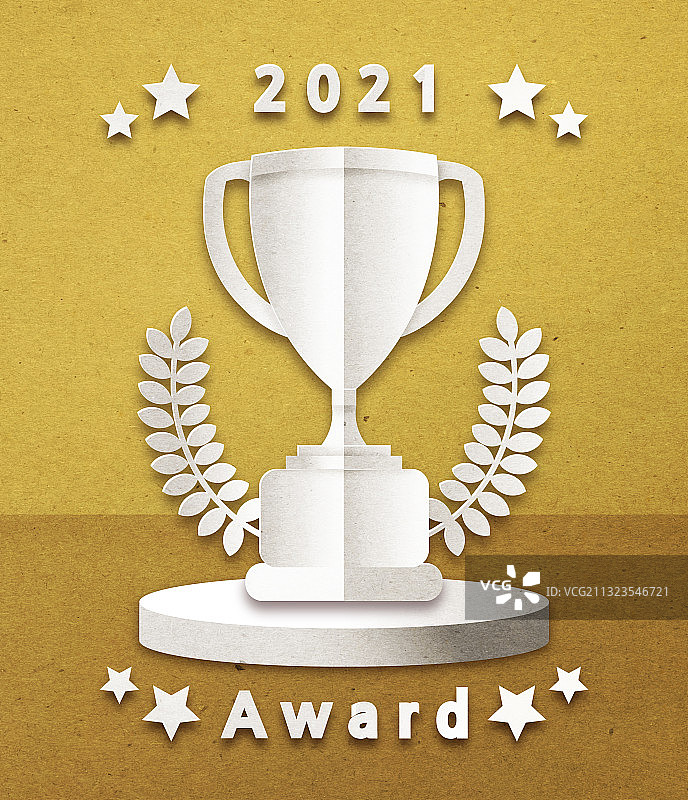 纸艺年度商业活动奖杯2021图片素材
