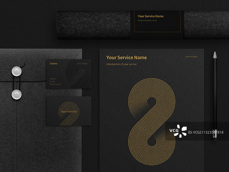 名片信封文件文具顶角图形样机图片素材