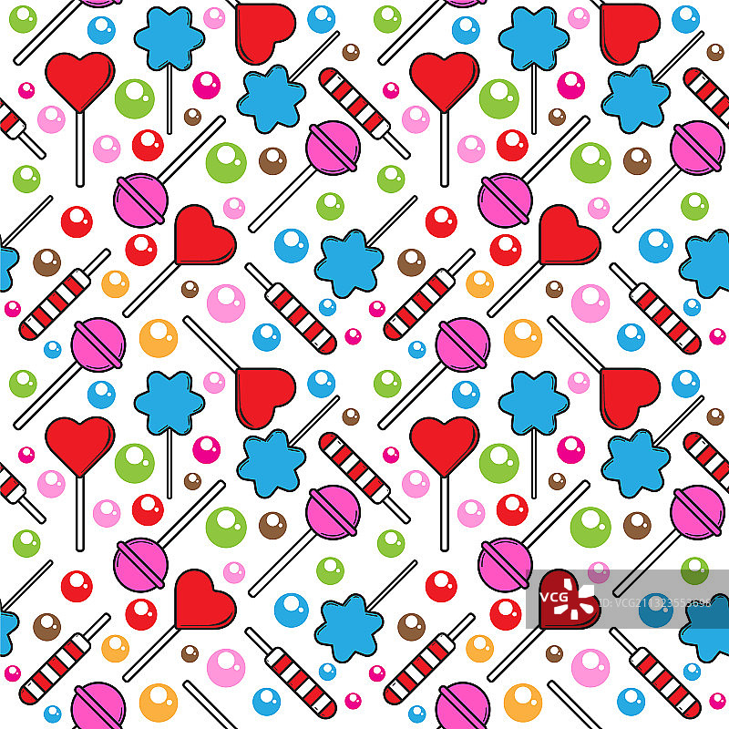 彩色糖果和棒棒糖无缝图案图片素材