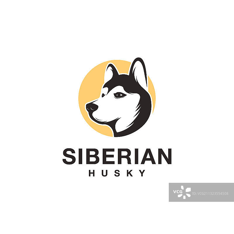 极简主义西伯利亚哈士奇头像logo图标图片素材