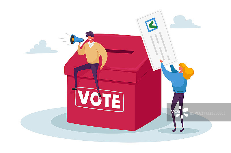 迷你小人为总统选举投票图片素材