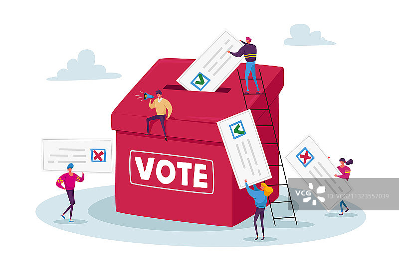 选举和社会民意调查概念微小选民男性图片素材