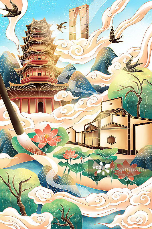 苏州城市园林风景图片素材